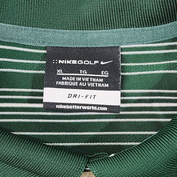 Nike Golf Dri-Fit Polo Mens Size XL Green White Striped Performance Shirt - Picture 13 of 13